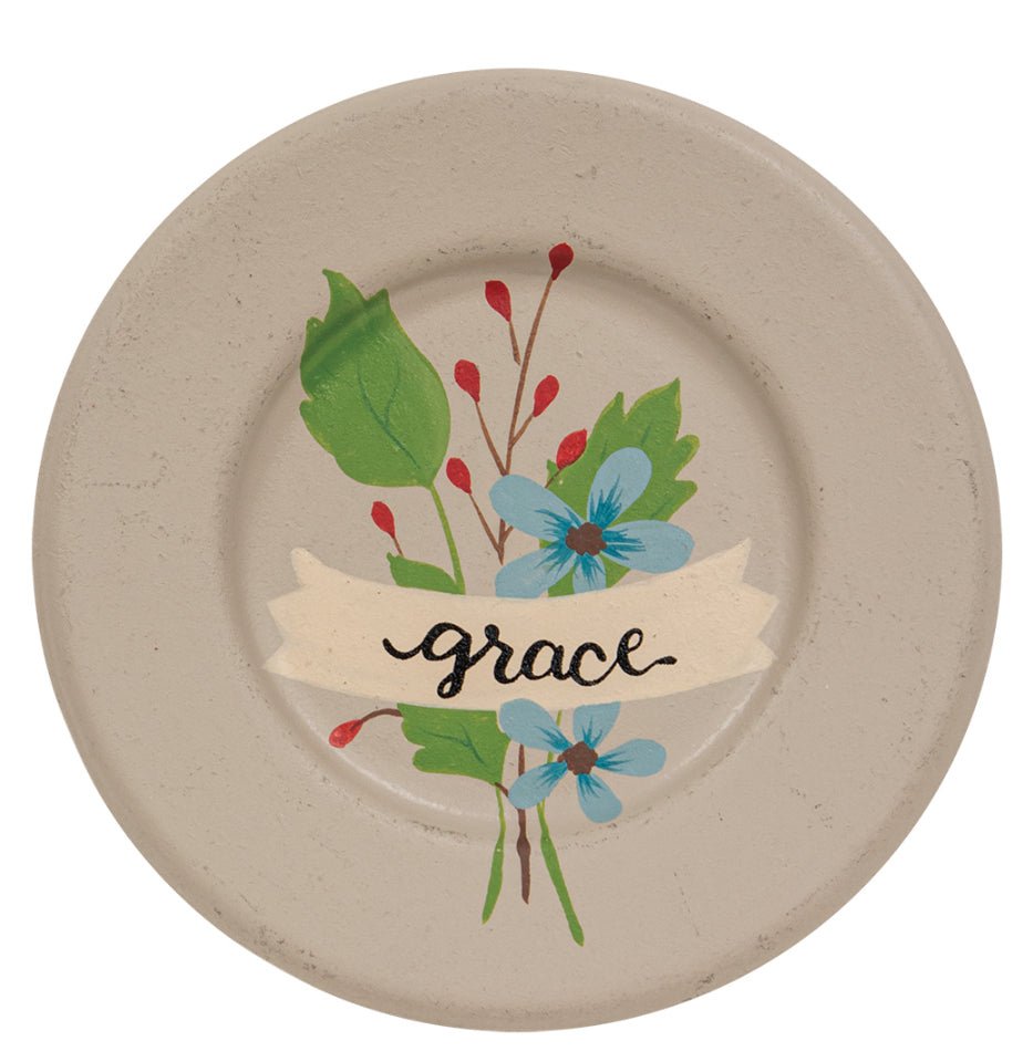Faith Pray Grace Flower Plates