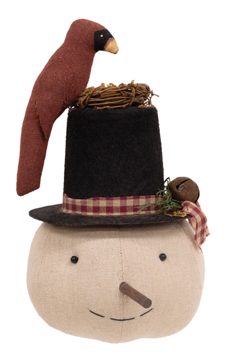 Stuffed Nesting Cardinal Top Hat Snowman Sitter