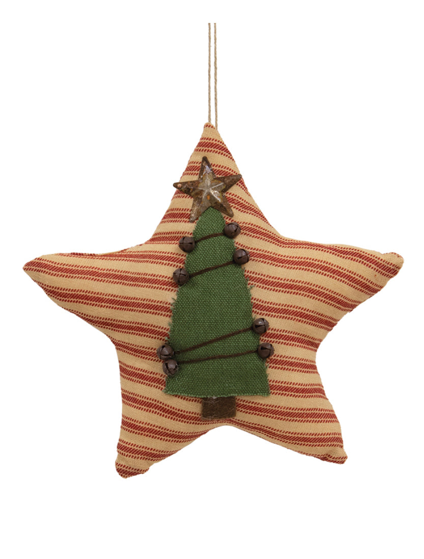 Primitive Tree Red Ticking Star Ornament