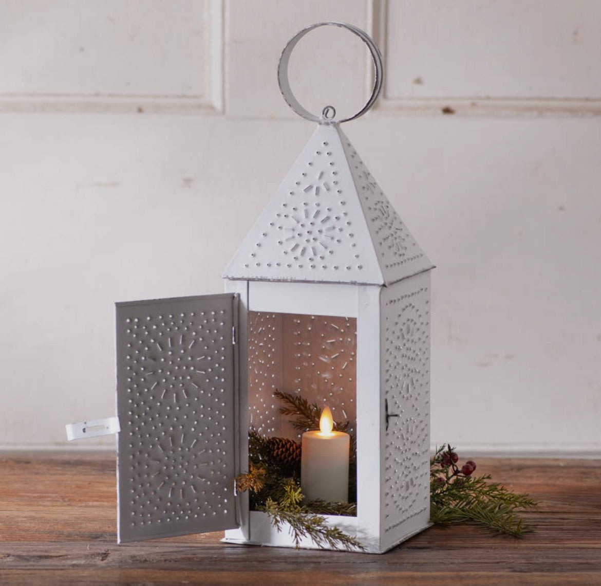 Rustic White Square Lantern