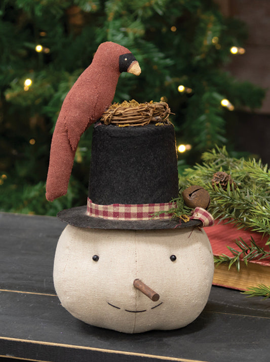 Stuffed Nesting Cardinal Top Hat Snowman Sitter