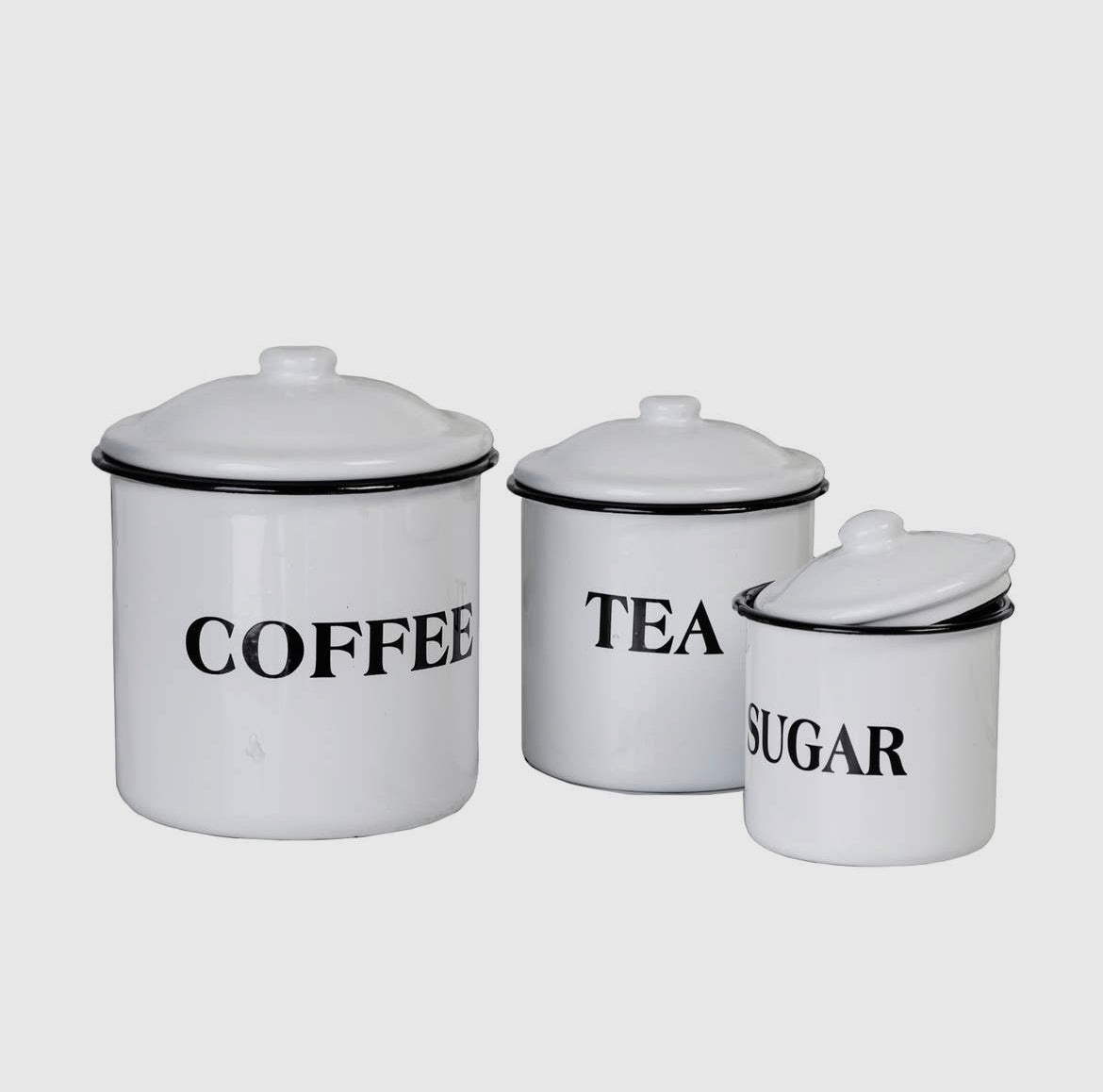 White Enamel Canister Set (Set of 3)